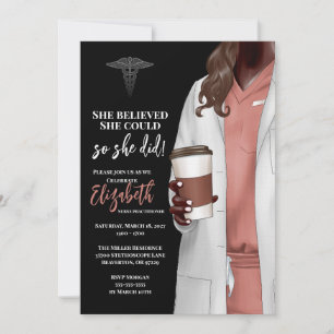 White Coat Médicale School Graduation Invitation