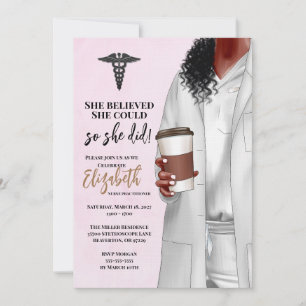 White Coat Médicale School Graduation Invitation