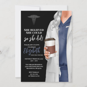 White Coat Médicale School Graduation Invitation