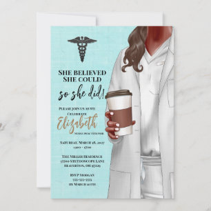 White Coat Médicale School Graduation Invitation