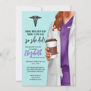 White Coat Médicale School Graduation Invitation