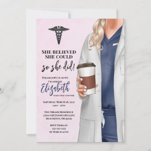 White Coat Médicale School Graduation Invitation