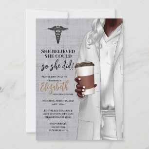 White Coat Médicale School Graduation Invitation