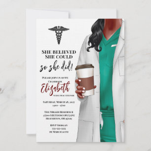 White Coat Médicale School Graduation Invitation