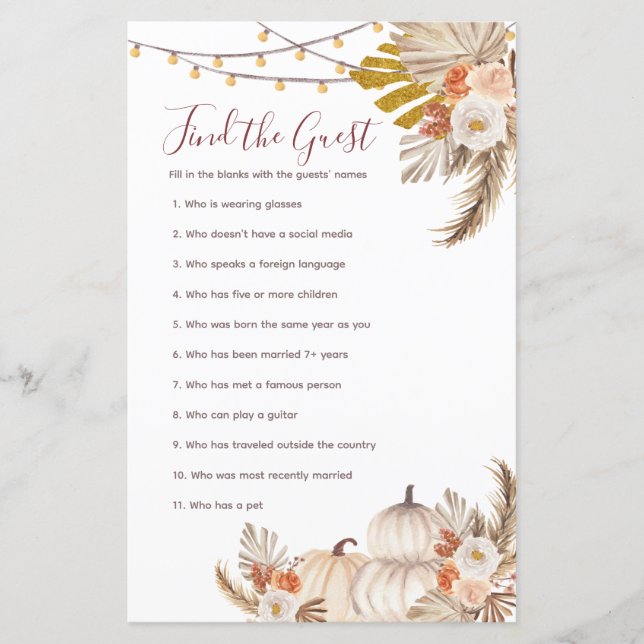 White Cream Citrouille Rustic Trouver le jeu Invit (Devant)