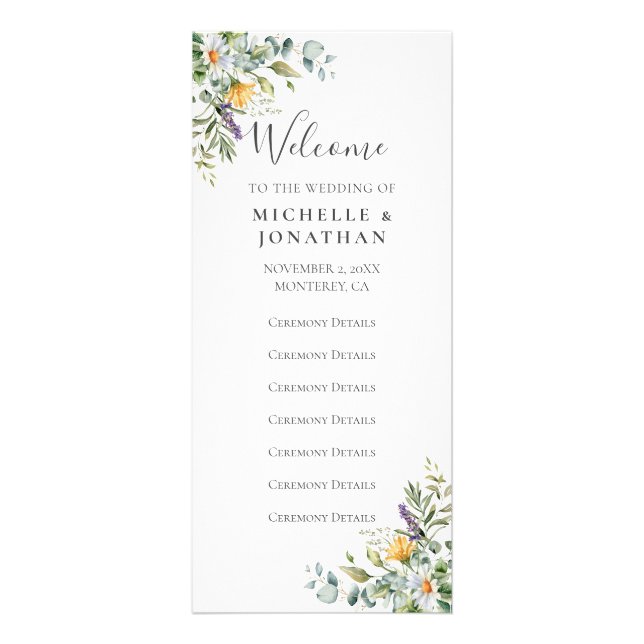 White Daisies Wedding Programme (Devant)