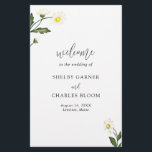 White Daisy Floral Rustic Wedding Programme<br><div class="desc">Élégant programme de mariage floral avec une disposition simple avec des marguerites blanches aquarelées dans le coin supérieur gauche et le coin inférieur droit avec "bienvenue" dans un joli script manuscrit. Le dos a votre ordre de cérémonie, de mariage et message de remerciement. Ce programme de mariage moderne avec des...</div>