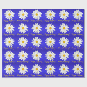White Daisy Joyeux Anniversaire ! Papier cadeau