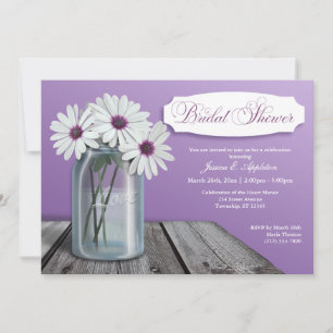 White Daisy Mason Jar Invitations de douche nuptia