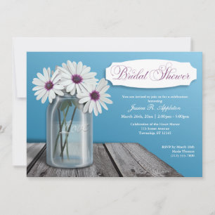 White Daisy Mason Jar Invitations de douche nuptia