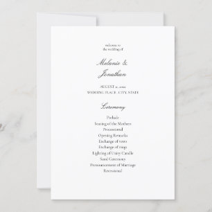 White Elegant Wedding Ceremony Programme