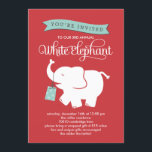 White Elephant Cadeau Échange Invitation de fête d<br><div class="desc">Ces élégantes invitations de fêtes de vacances ajoutent une touche moderne et élégante à votre fête de vacances. Design © www.berryberrysweet.com</div>