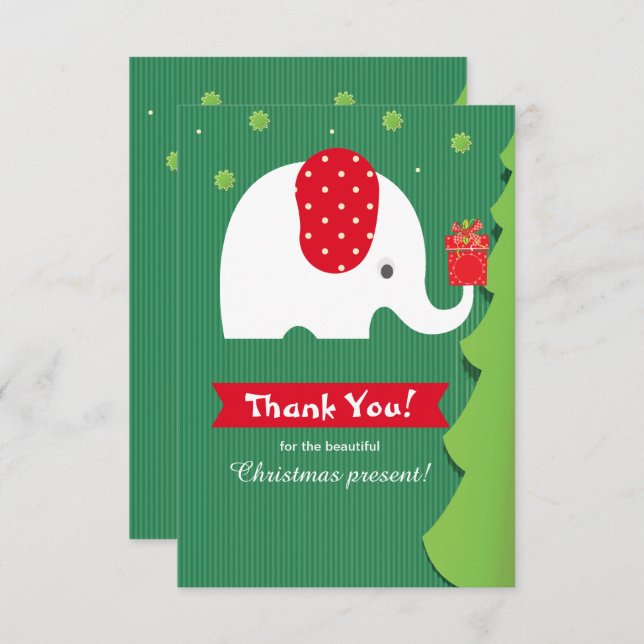 White Elephant Christmas Cadeau Carte de remerciem (Devant / Derrière)