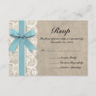 White Faux Lace et Burlap RSVP - Glacier