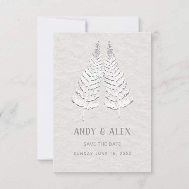 White Fern Wedding Enregistrer La Carte Date (Devant)