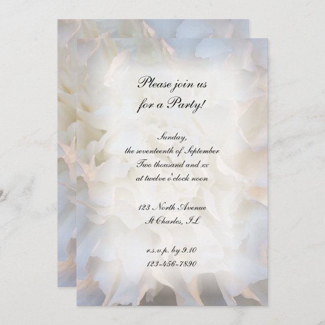 White Floral All Occasion Party Invitation (Devant / Derrière)