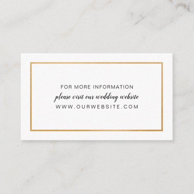 White Floral Gold mariage site ou carte d'informat (Devant)