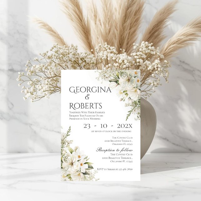 White floral wedding invitation (Créateur téléchargé)