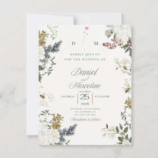 White Floral Wedding Invitation – Save the Date 