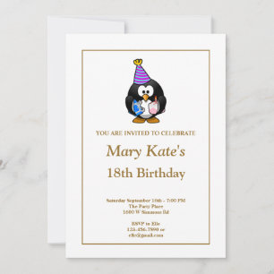 White Funny 18th Birthday Party Invitation