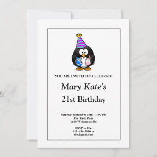 White Funny 21st Birthday Party Invitation