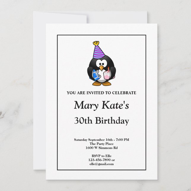White Funny 30th Birthday Party Invitation (Devant)
