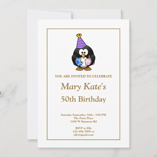 White Funny 50th Birthday Party Invitation (Devant)