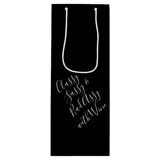 White Funny Wine Puns Sac cadeau vin (Devant)
