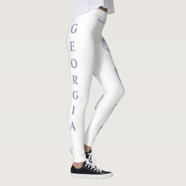 White Georgia State Flower Cherokee Rose Leggings (Droite)