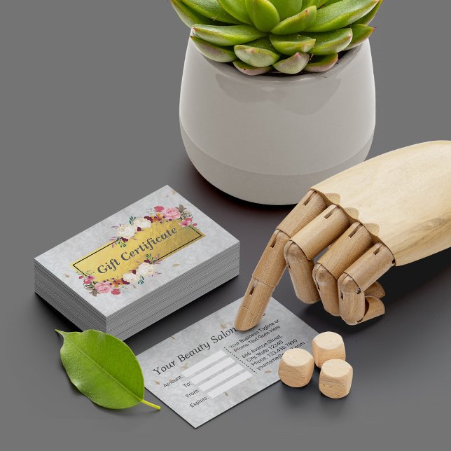 White Gold Floral Salon Boutique Certificat cadeau (Créateur téléchargé)