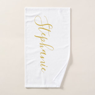 White Gold personnalisé monogramme serviette de y