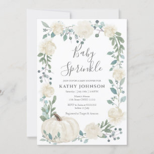 White Green Citrouille Baby Sprinkle Invitation