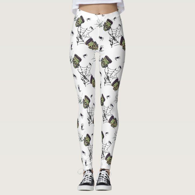 🤍 White Halloween Frankenstein Leggings 🎃 👻 (Devant)