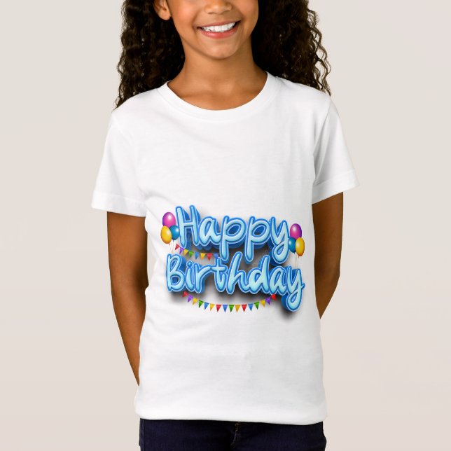 White Happy Brithday T-Shirt Design (Devant)