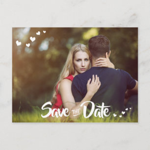 White Hearts Your Photo Save the Date Carte postal