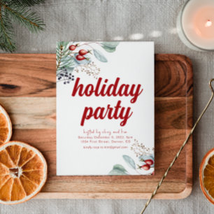 White Holiday Berries Fête Invitation