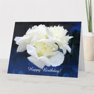 White Japanese Peonies Carte de voeux Anniversaire
