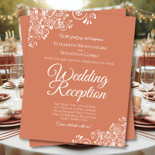 White Lace & Coral BUDGET Invitation de réception