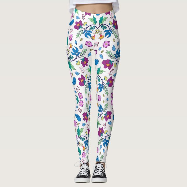 White leggings with vibrant floral patterns (Devant)