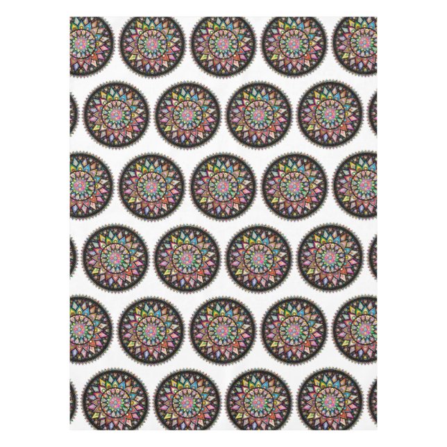 White Mandala Rainbow Indian Motif Nappe (Devant)