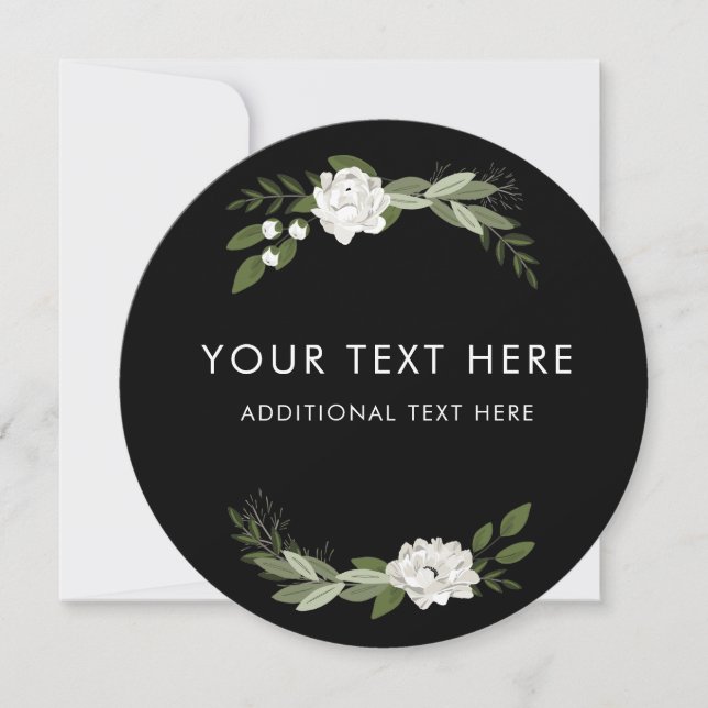 White Mariage Sprigs Invitation ronde (Devant)