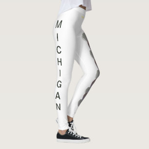 White Michigan State Flower Pomme Blossom Leggings