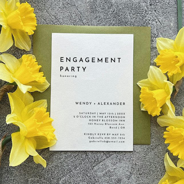 White Modern Bold Engagement Party Invitation (Créateur téléchargé)
