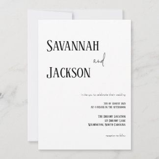 White Modern Élégant Mariage Invitation