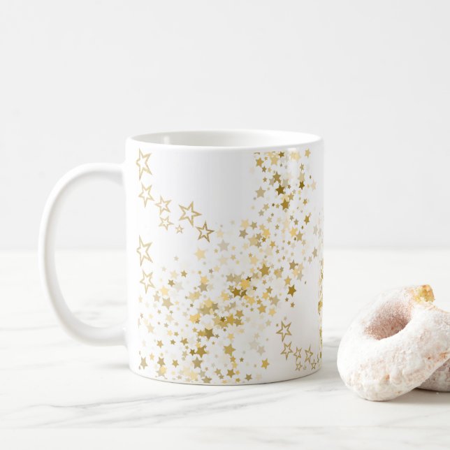 White Mug with golden stars (Avec donut)