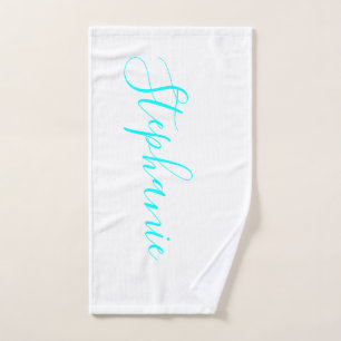 White Ocean Aqua personnalisé monogramme serviett