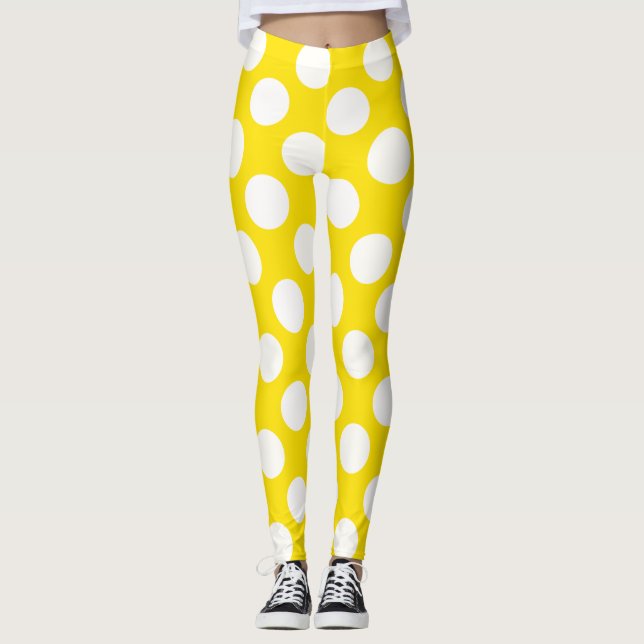 White On Yellow Polka Dot Leggings (Devant)