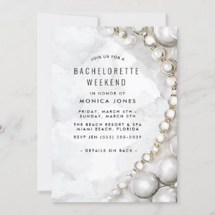 White Pearls Bachelorette Invitation du week-end