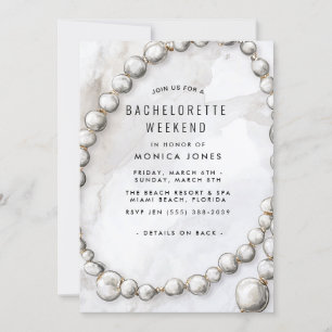 White Pearls Bachelorette Invitation du week-end
