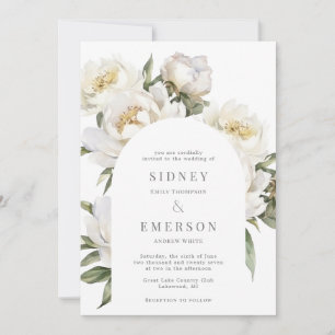 White Peony Floral Mariage Arch Invitation